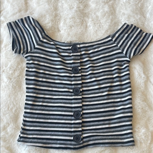 Striped Button-Up Top - Picture 1 of 2